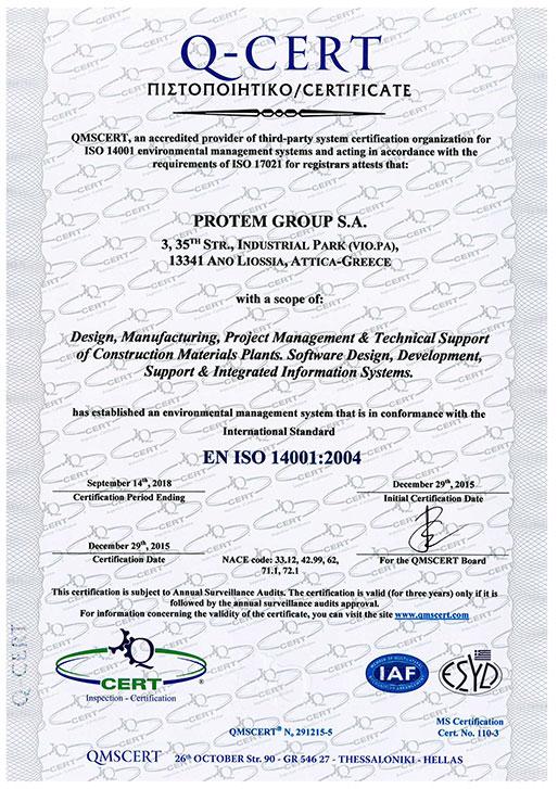 certificate 14001 protem eng