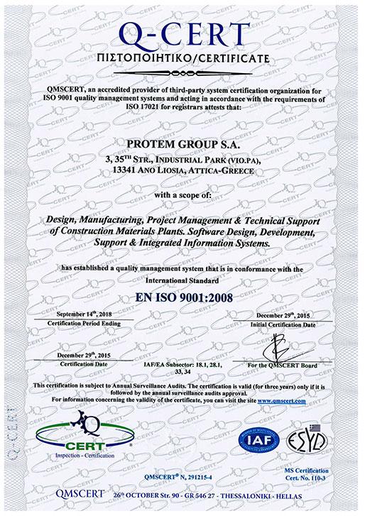 certificate 9001 protem eng